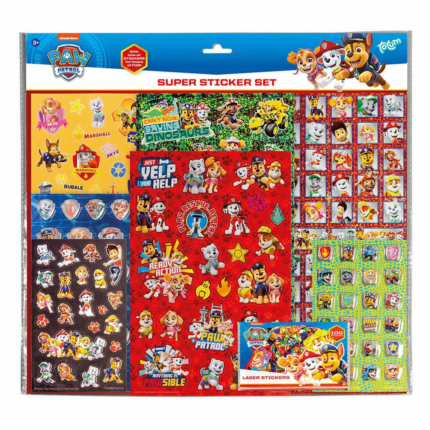 Totum Paw Patrol super stickerset XL 7 stickervellen incl. metallic en 3D puffy stickers