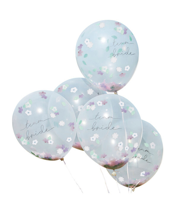 Confetti Ballonnen 'Team Bride' Floral (5st)