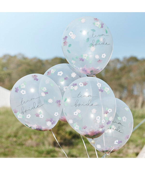 Confetti Ballonnen 'Team Bride' Floral (5st)