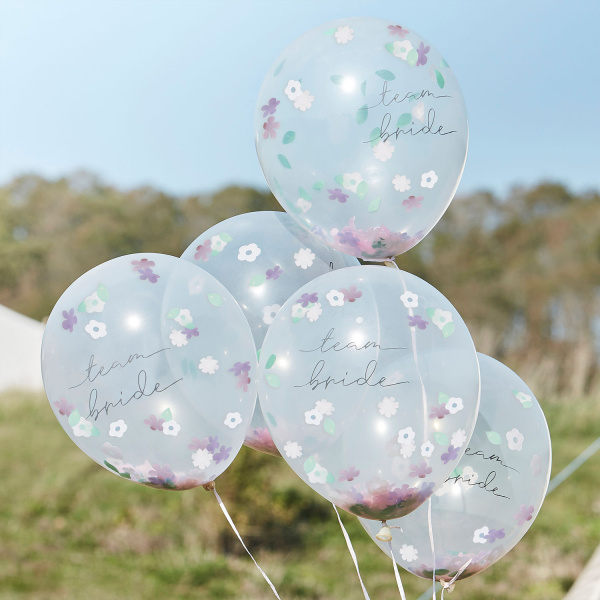 Confetti Ballonnen &apos;Team Bride&apos; Floral (5st)