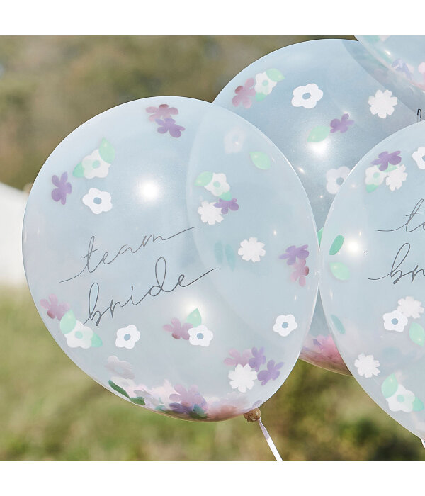 Confetti Ballonnen 'Team Bride' Floral (5st)
