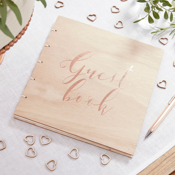 Houten Gastenboek Roségoud Beautiful Botanics afbeelding