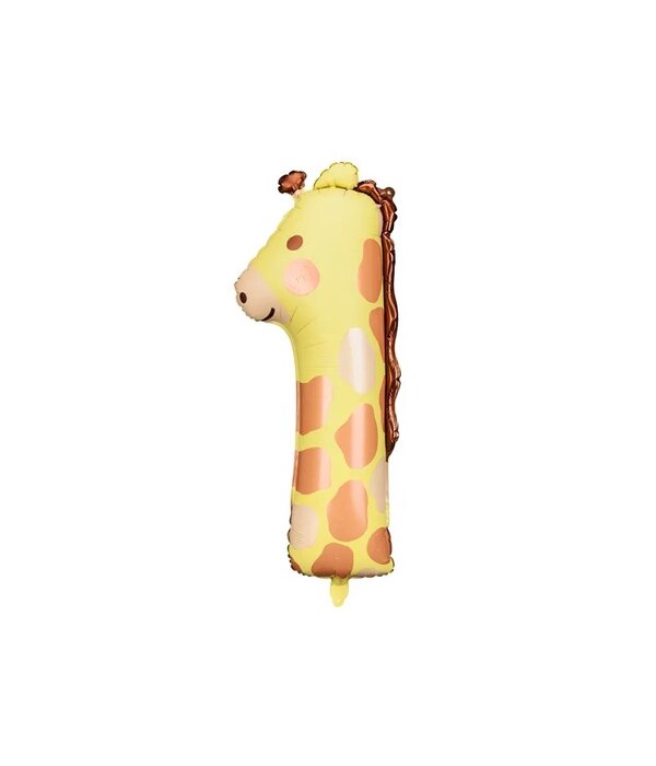 Folieballon Cijfer 1 Giraffe (82cm)