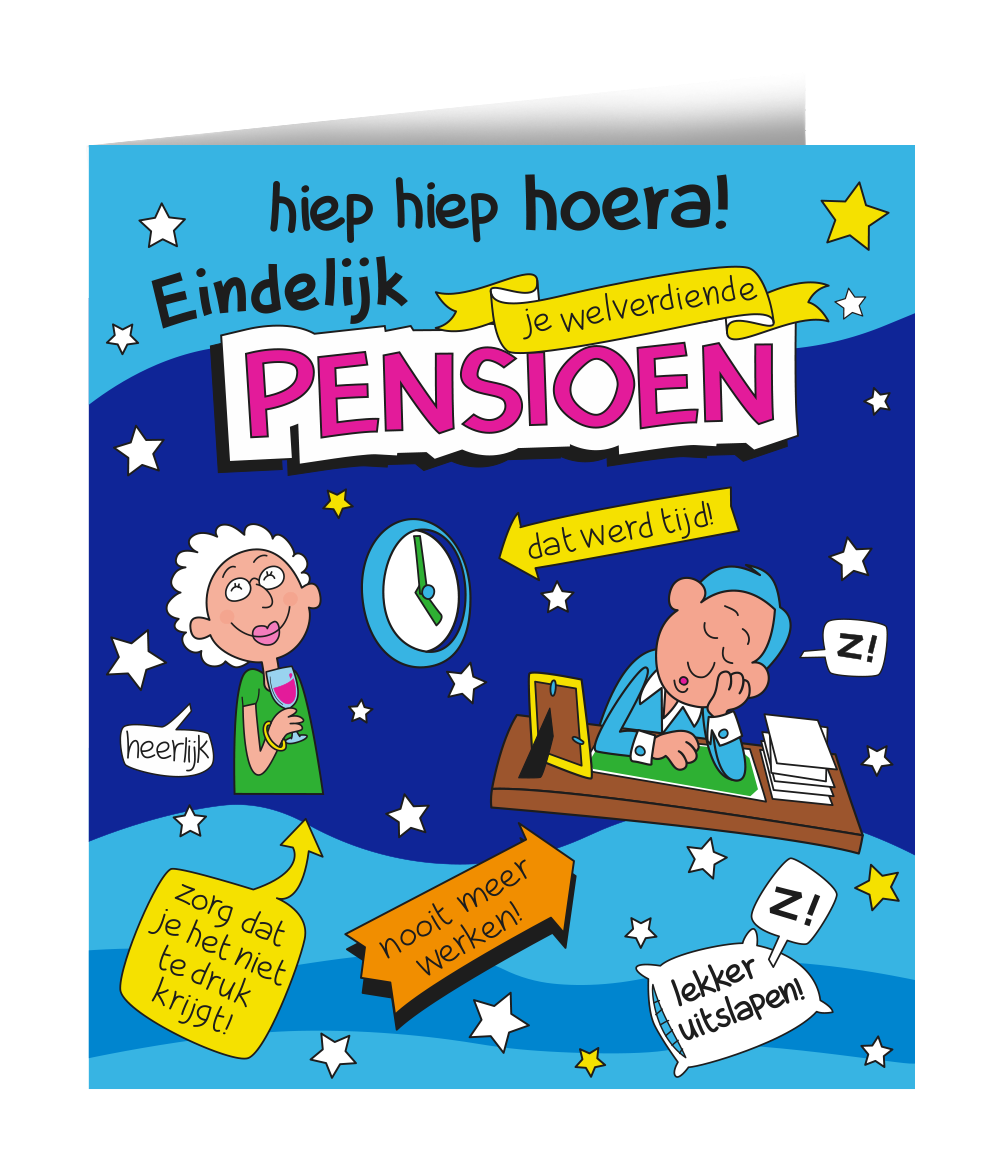 Wenskaart Pensioen Cartoon afbeelding