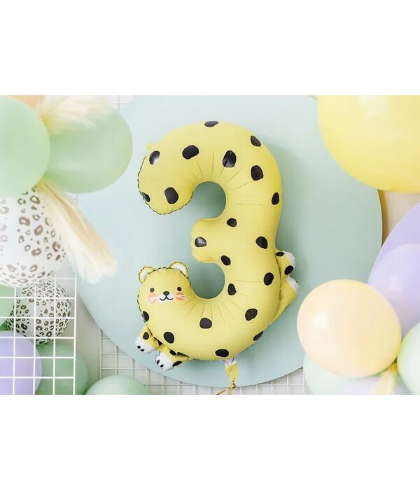 Folieballon Cijfer 3 Cheeta (75cm)