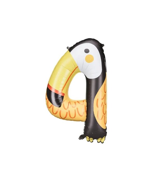 Folieballon Cijfer 4 Toekan (80cm)