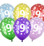 Verjaardag Ballonnen 9 Jaar Metallic Mix (6st)