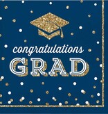 Servetten ’Congratulations Grad’ Blauw Glitter (16st)