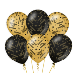 Classy Ballonnen Pensioen Zwart/Goud (6st)