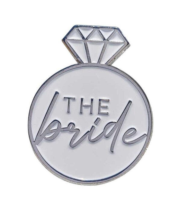 Badge The Bride wit/zilver