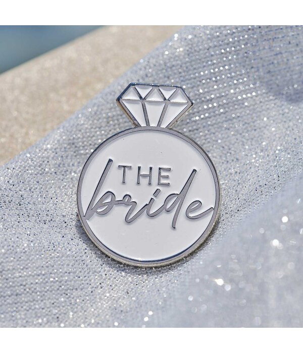 Badge The Bride wit/zilver
