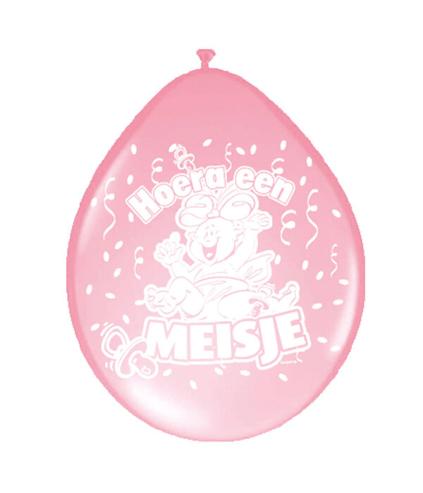Ballonnen 'Hoera een meisje' (8 st)