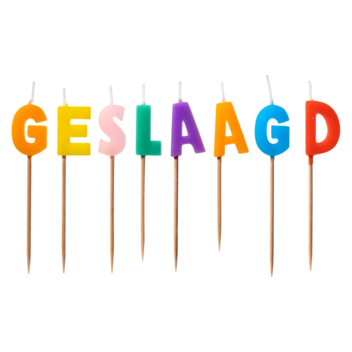 Taartkaarsjes Geslaagd gekleurd