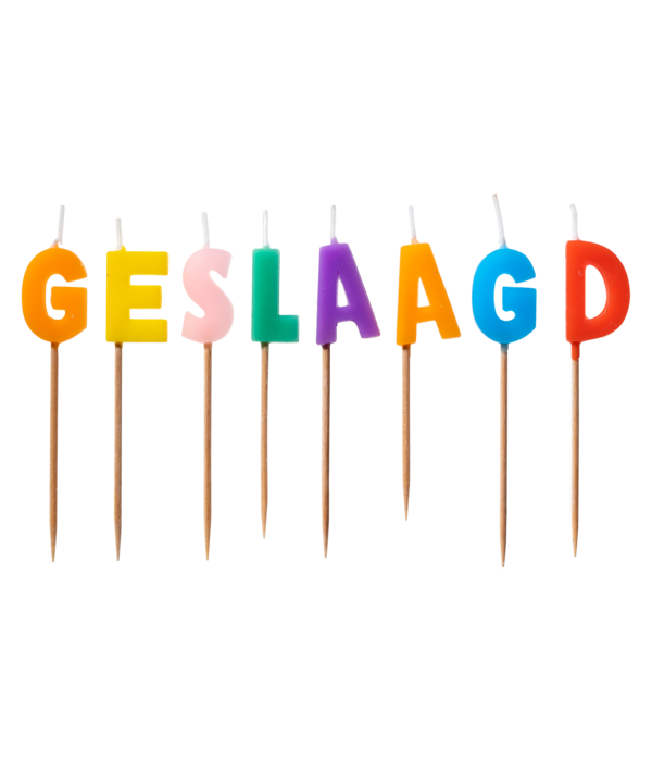 Taartkaarsjes Geslaagd gekleurd