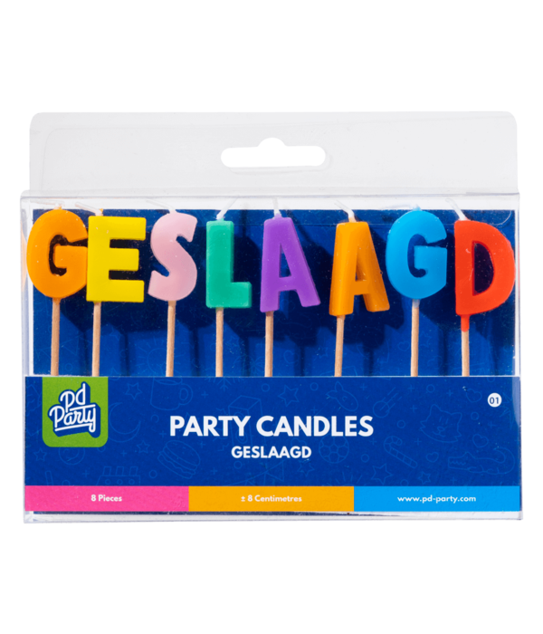 Taartkaarsjes Geslaagd gekleurd