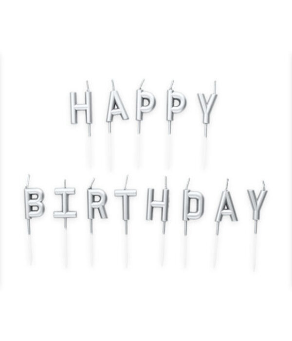Happy Birthday Kaarsjes Zilver