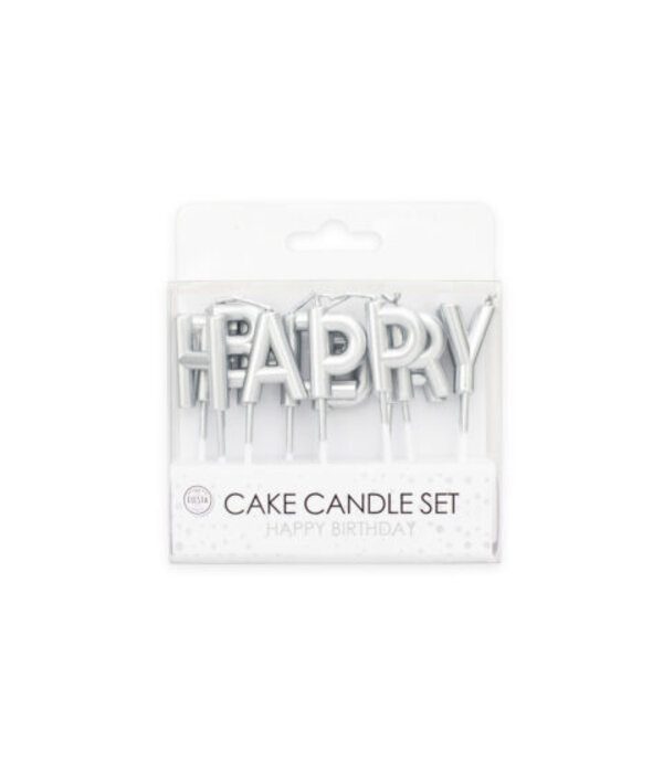 Happy Birthday Kaarsjes Zilver