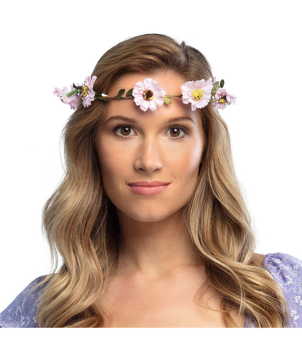 Bloemen hoofdband Mallorca roze