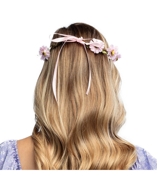 Bloemen hoofdband Mallorca roze