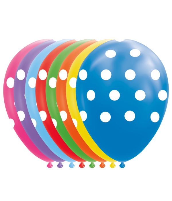 Multikleur Ballonnen Met Witte Stippen (8st)