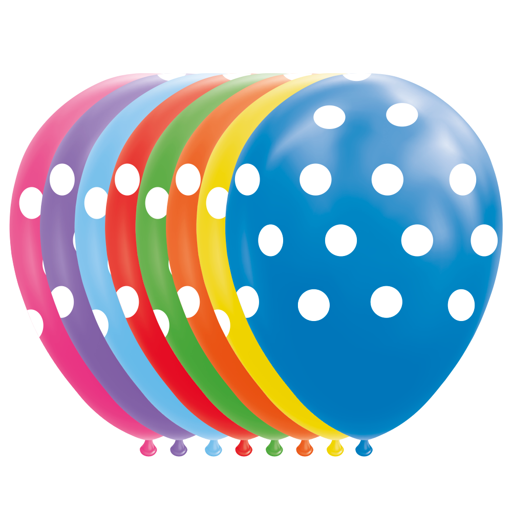 Multikleur Ballonnen Met Witte Stippen (8st)