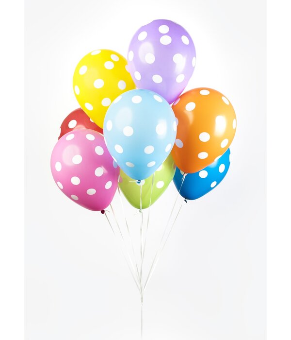 Multikleur Ballonnen Met Witte Stippen (8st)
