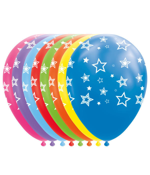 Multikleur Ballonnen Met Witte Sterren (8st)
