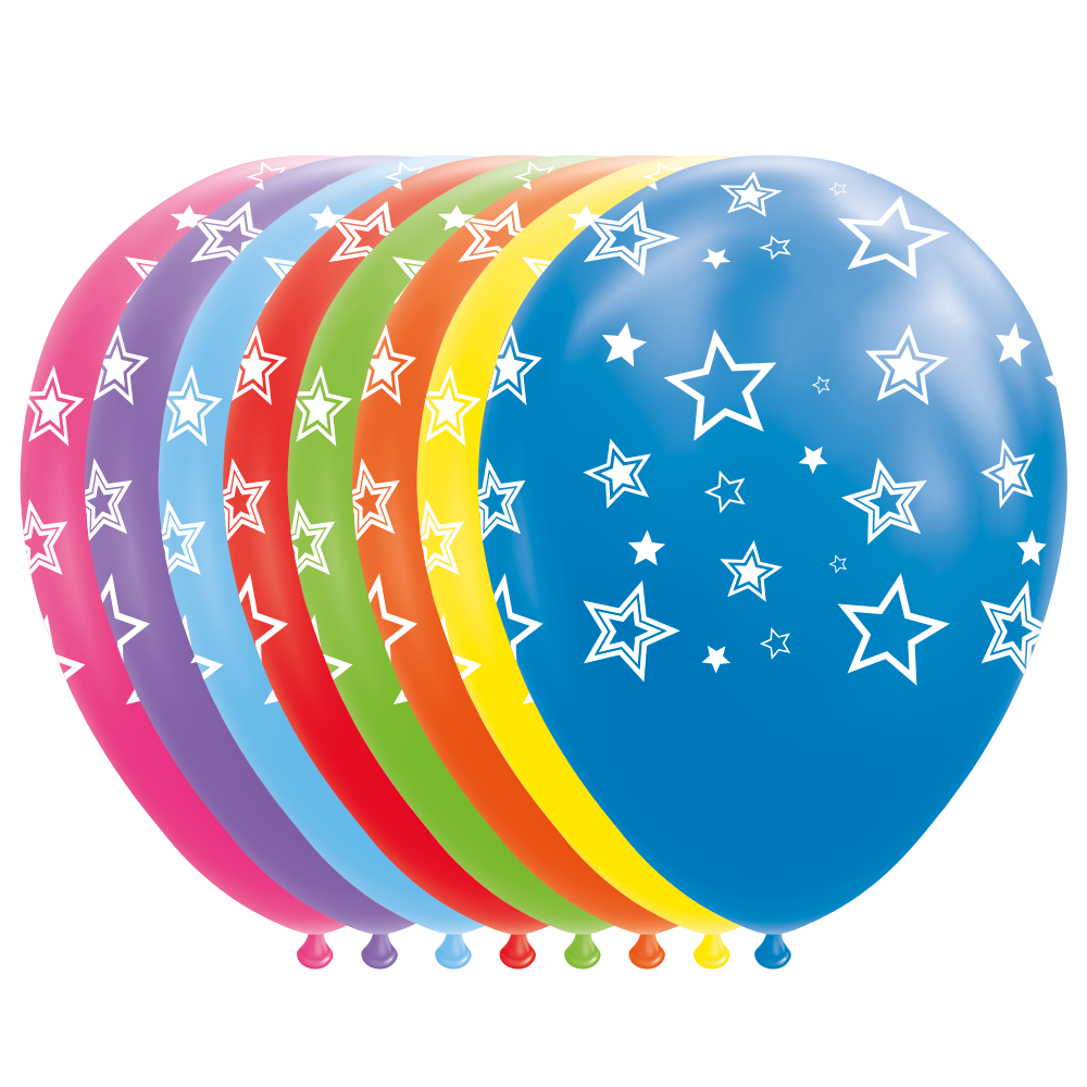 Multikleur Ballonnen Met Witte Sterren (8st)