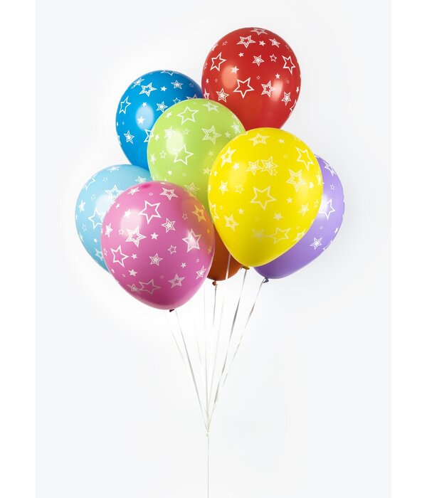 Multikleur Ballonnen Met Witte Sterren (8st)