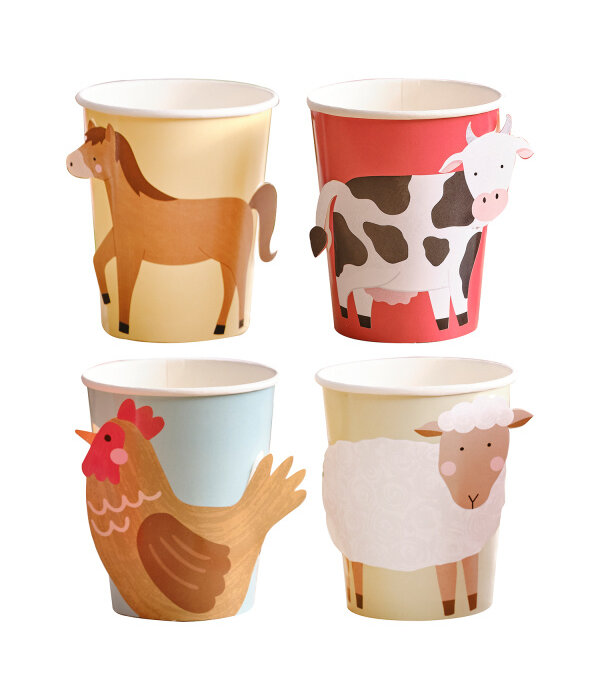 Feestbekers Boerderijdieren Farm Scene (8st)