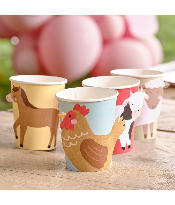 Feestbekers Boerderijdieren Farm Scene (8st)