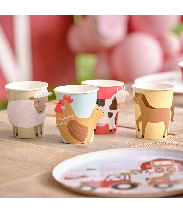 Feestbekers Boerderijdieren Farm Scene (8st)