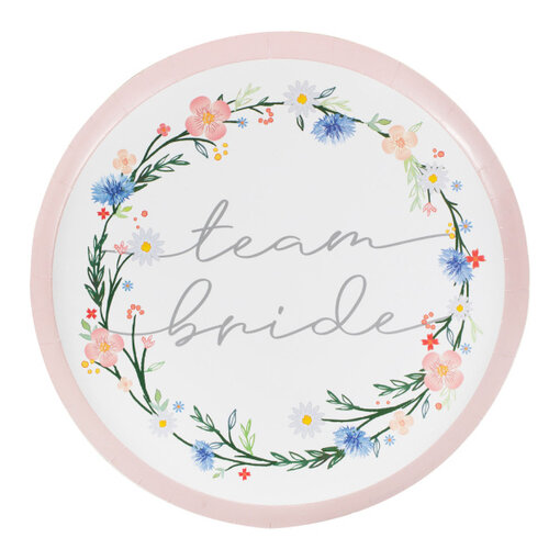 Team Bride Feestborden Boho Floral Bloemenkrans (8st)