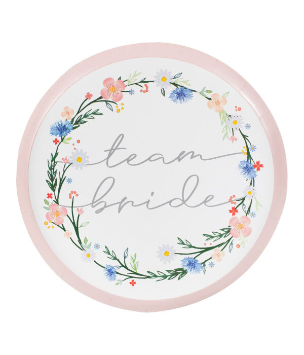 Team Bride Feestborden Boho Floral Bloemenkrans (8st)