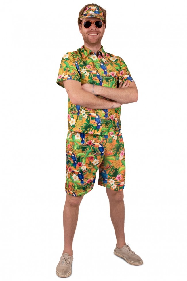 Tropische korte broek Hawaii Toekans Oranje