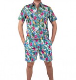 Korte Broek Hawaii Papegaaien Blauw