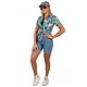 Hawaii Blouse Met Zonneklep Papegaaien Blauw