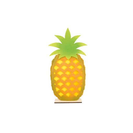 Grote Ananas Vilt op houten frame (27x54,5cm)