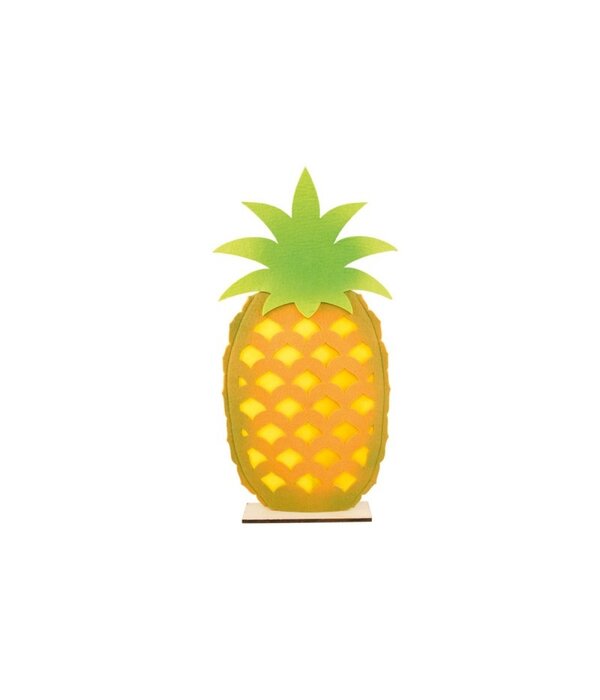 Grote Ananas Vilt op houten frame (27x54,5cm)