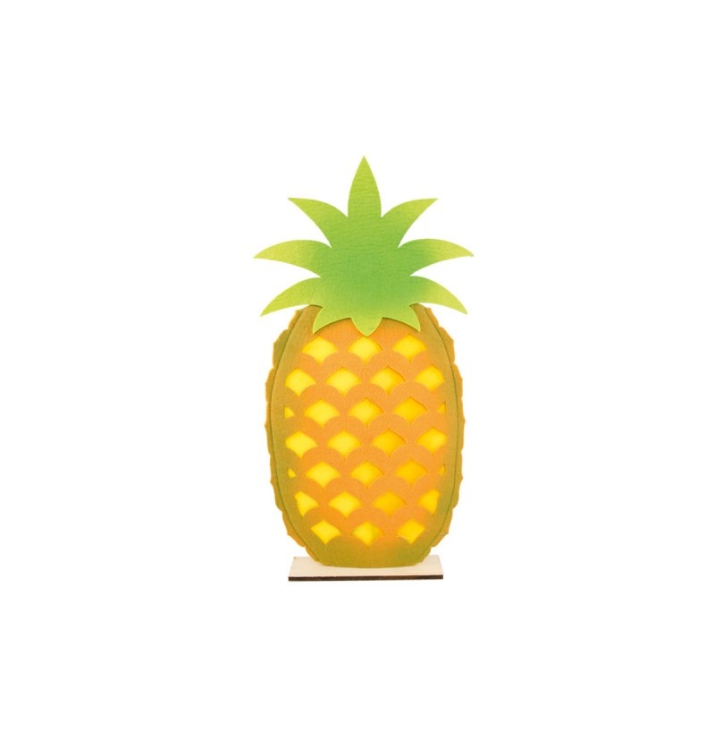 Grote Ananas Vilt op houten frame (27x54,5cm)