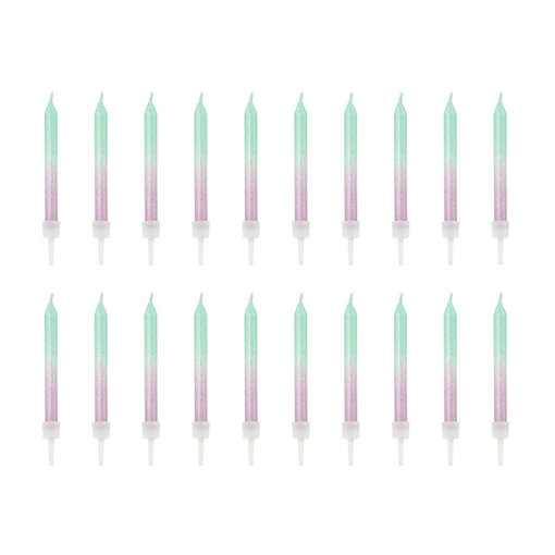 Kaarsjes Gradient Glitter Lila/Mint (20st)