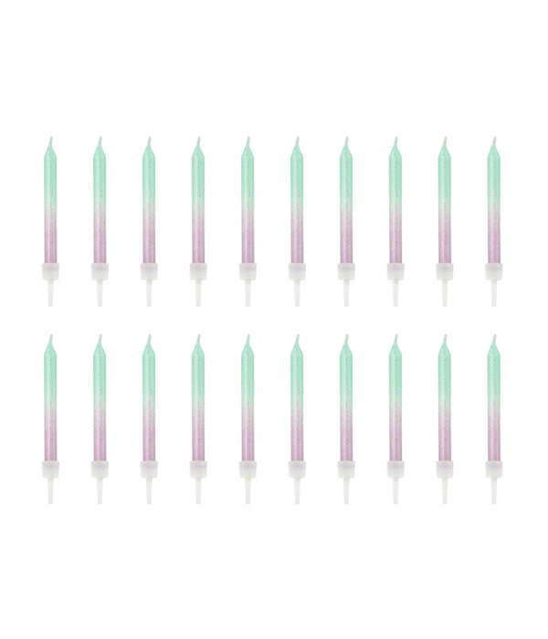 Kaarsjes Gradient Glitter Lila/Mint (20st)