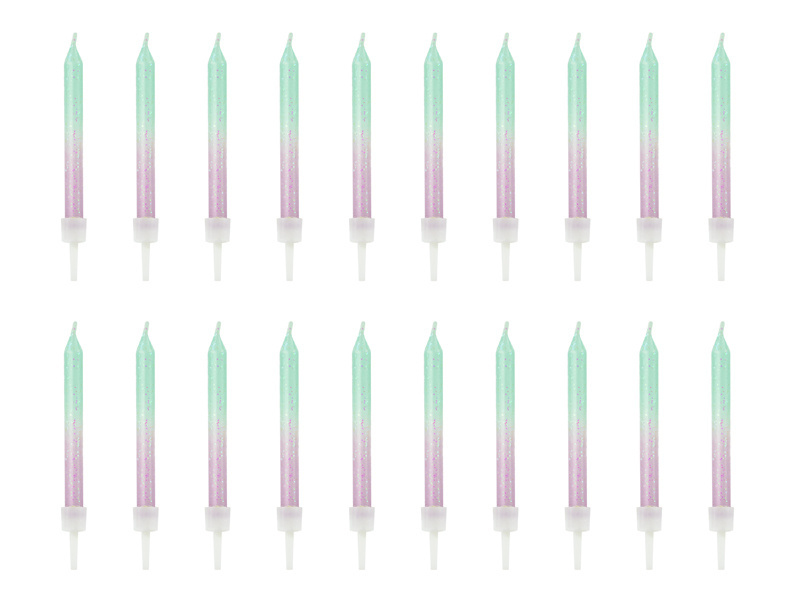 Kaarsjes Gradient Glitter Lila/Mint (20st)