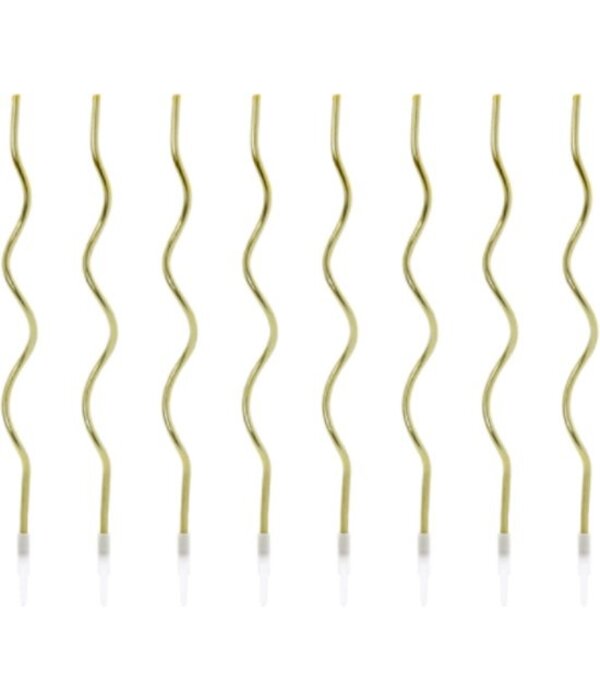 Verjaardagskaarsjes Gekruld Goud (8st)