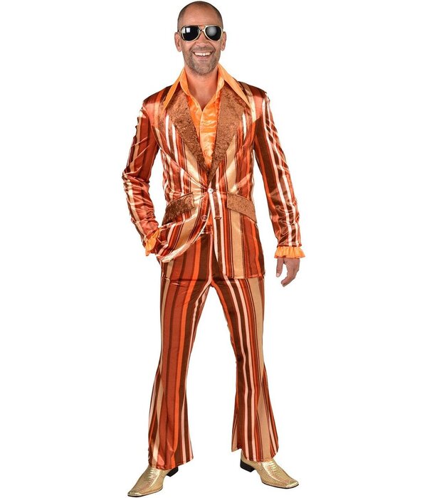 Herenpak 70's Bruin Met Strepen