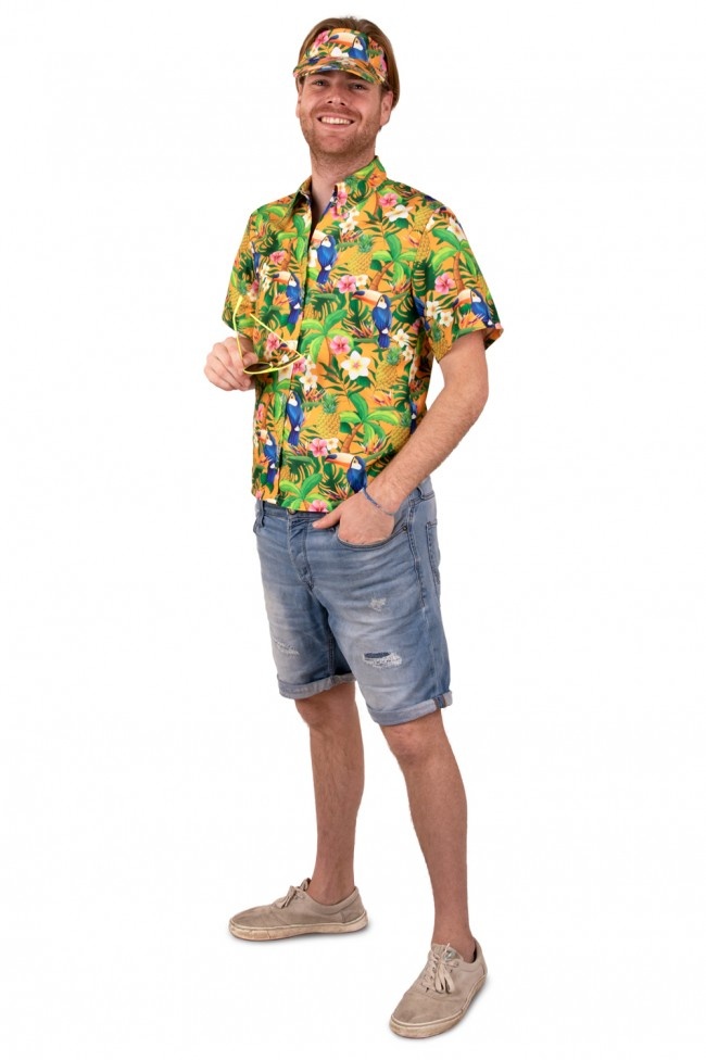 Hawaii blouse met Zonneklep Oranje afbeelding