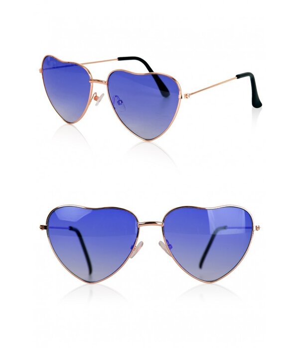 Blauwe Hartjesbril met gouden frame
