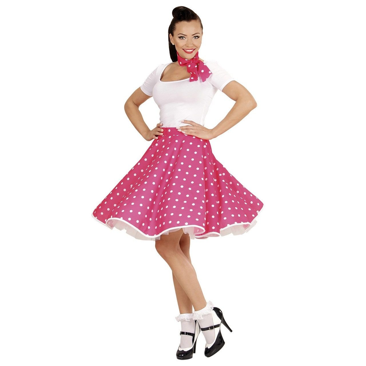 50's Rok Roze Met Sjaaltje