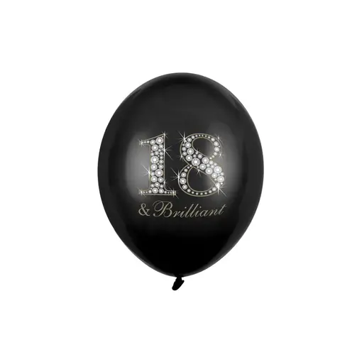 Ballonnen Zwart 18 & Brilliant (6st)