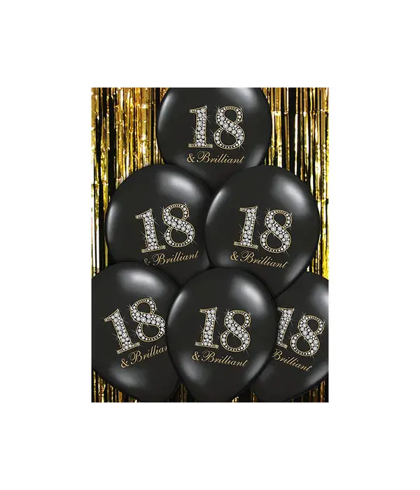 Ballonnen Zwart 18 & Brilliant (6st)